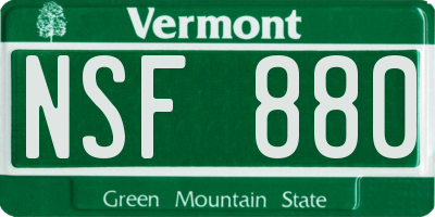 VT license plate NSF880