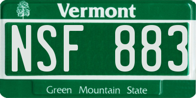 VT license plate NSF883