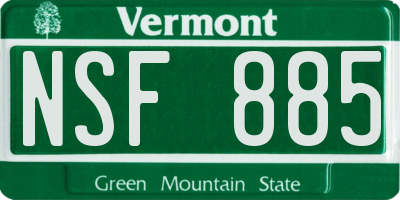 VT license plate NSF885