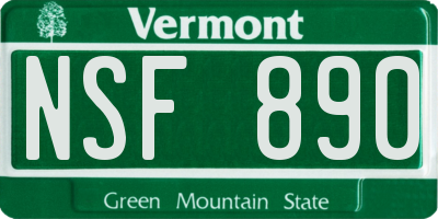 VT license plate NSF890