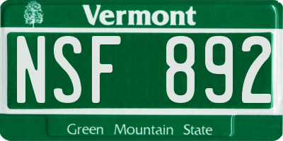 VT license plate NSF892