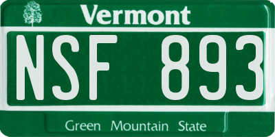 VT license plate NSF893