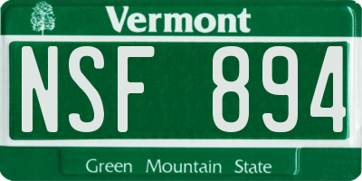 VT license plate NSF894