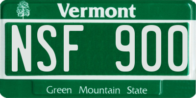 VT license plate NSF900
