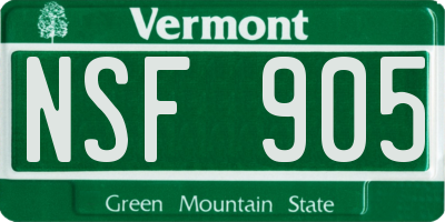VT license plate NSF905