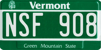 VT license plate NSF908