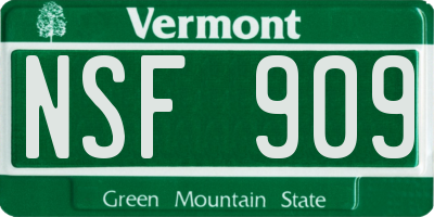 VT license plate NSF909