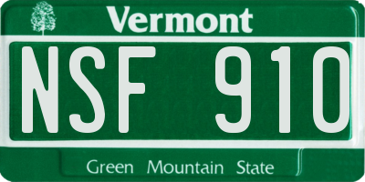 VT license plate NSF910