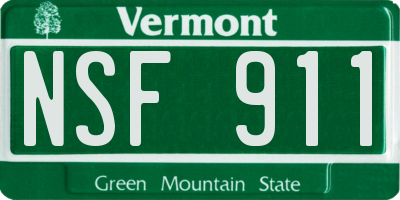 VT license plate NSF911
