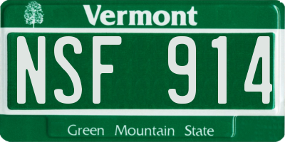 VT license plate NSF914