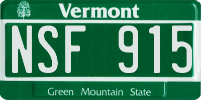 VT license plate NSF915