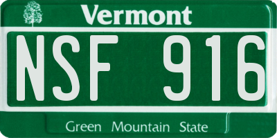 VT license plate NSF916