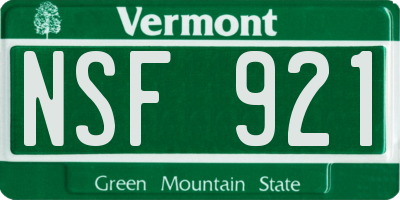VT license plate NSF921