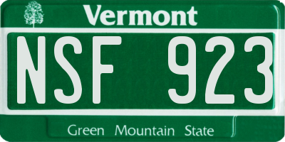 VT license plate NSF923
