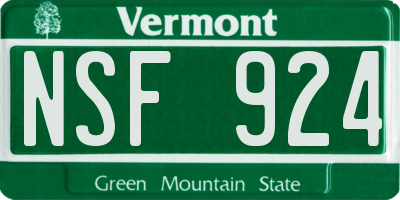 VT license plate NSF924