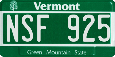 VT license plate NSF925