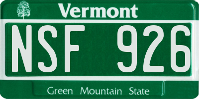 VT license plate NSF926