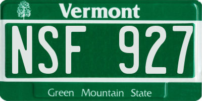 VT license plate NSF927