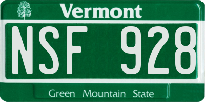 VT license plate NSF928