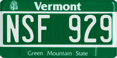 VT license plate NSF929