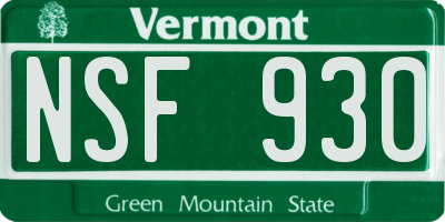 VT license plate NSF930