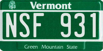 VT license plate NSF931