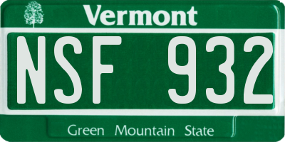 VT license plate NSF932