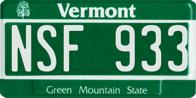 VT license plate NSF933