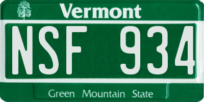 VT license plate NSF934