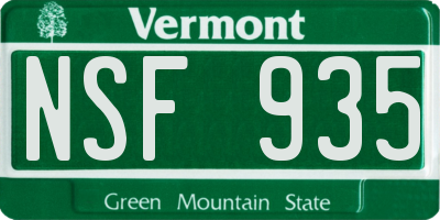 VT license plate NSF935