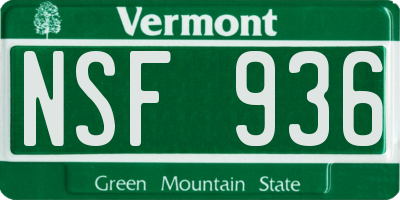 VT license plate NSF936