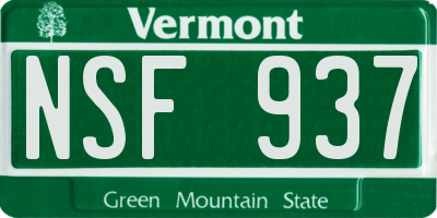 VT license plate NSF937
