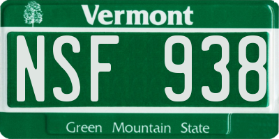 VT license plate NSF938