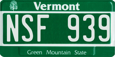 VT license plate NSF939