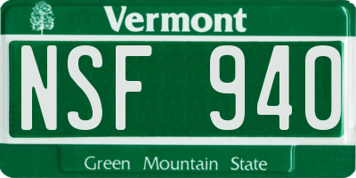 VT license plate NSF940