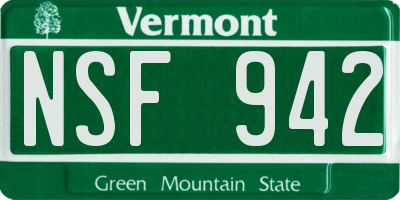 VT license plate NSF942