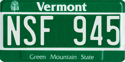VT license plate NSF945