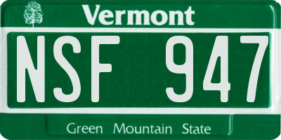 VT license plate NSF947