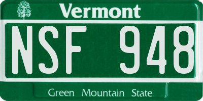 VT license plate NSF948