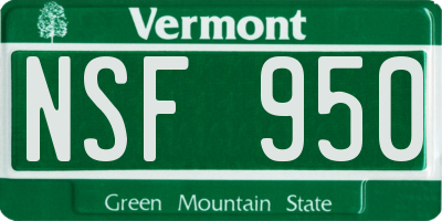 VT license plate NSF950
