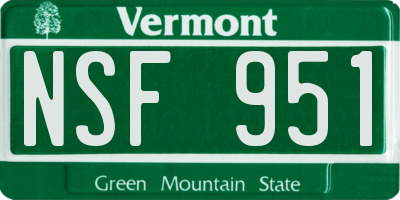VT license plate NSF951