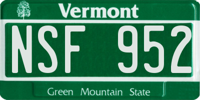 VT license plate NSF952