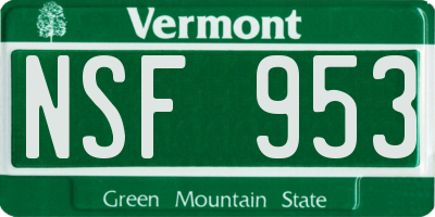 VT license plate NSF953