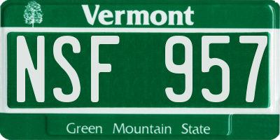 VT license plate NSF957