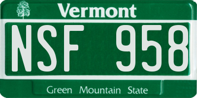 VT license plate NSF958