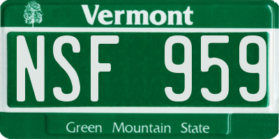 VT license plate NSF959