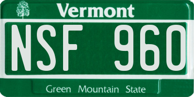 VT license plate NSF960