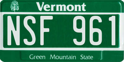 VT license plate NSF961