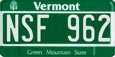 VT license plate NSF962