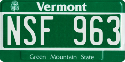 VT license plate NSF963